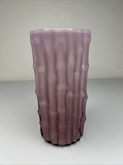 Set of 4 Rare Imperial Glass Bambu Bamboo Cased White Purple Tumbler