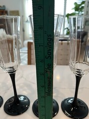 VTG France Luminarc Octime Crystal Black Stem Champagne Flutes Wine Glass Set/4