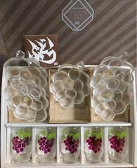 HOYA CRYSTAL Tumbler*5(4.13×2.16″)/Plate*5(16x12x3cm/6.29×4.72×1.18″) set HOYA