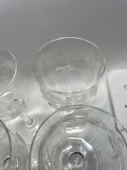 Vintage 4 1/2” Tall Stem & Leaves Etched Set Of(6) 3 Oz Cocktail Goblet