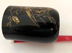 Vintage Japonism Black Opaline Glass W/ Gold Gilt Accents