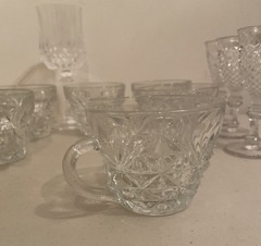 Set Of 12! Vintage Pressed Glass Crystal Punch Cups And cordial glasses