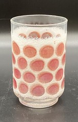 Libbey MCM Frosted Polka Dot Glass Concord Cranberry Frosted