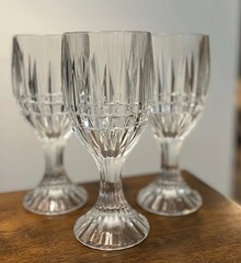3 Vintage HOME ESSENTIALS Italian Crystal Wine Glasses Heavy Cut Crystal