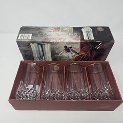 4 Vtg Cristal d’Arques Longchamp Gold Rim Tumblers 24% Lead Crystal 11.25 oz BOX