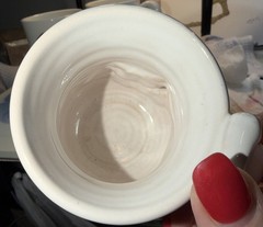 Peter Petrie “Ugly Face” Stoneware Mug. EUC! White & Beige. Fun Mug!