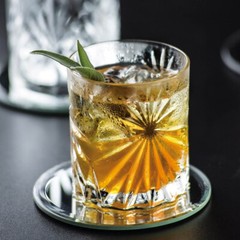 Italian Crystal Glassware Set of 6 Whiskey Tumblers With Sparkle Cut Design