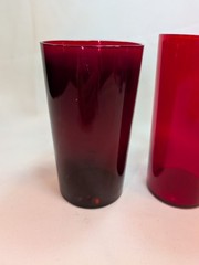 Vintage Mid Century Thin Ruby Glass Tumblers 5 1/4 Inch Set of 2