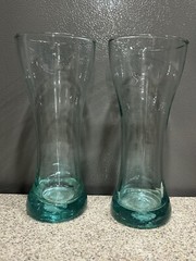 2 Rare Kalalou Hand Blown Pilsner Style Glasses Heavy Bottoms Pristine Rare Find