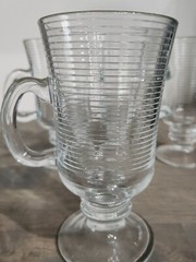 Irish Coffee Mugs Cups Ribbed Pedestal Made in Portugal Set Of 4