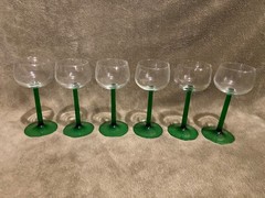 Set of 6 Emerald Green/Clear Stemmed Wine Cordial Glasses, 6.5″ Tall, Luminarc?