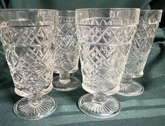 Vintage Hazel Atlas Big Top Peanut Butter Ice Tea Goblet Clear Glass Set 4