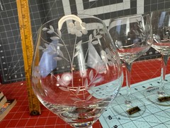 Toscany Etched Floral Blown Crystal Romania – Set of 6, 5 with foil sticker