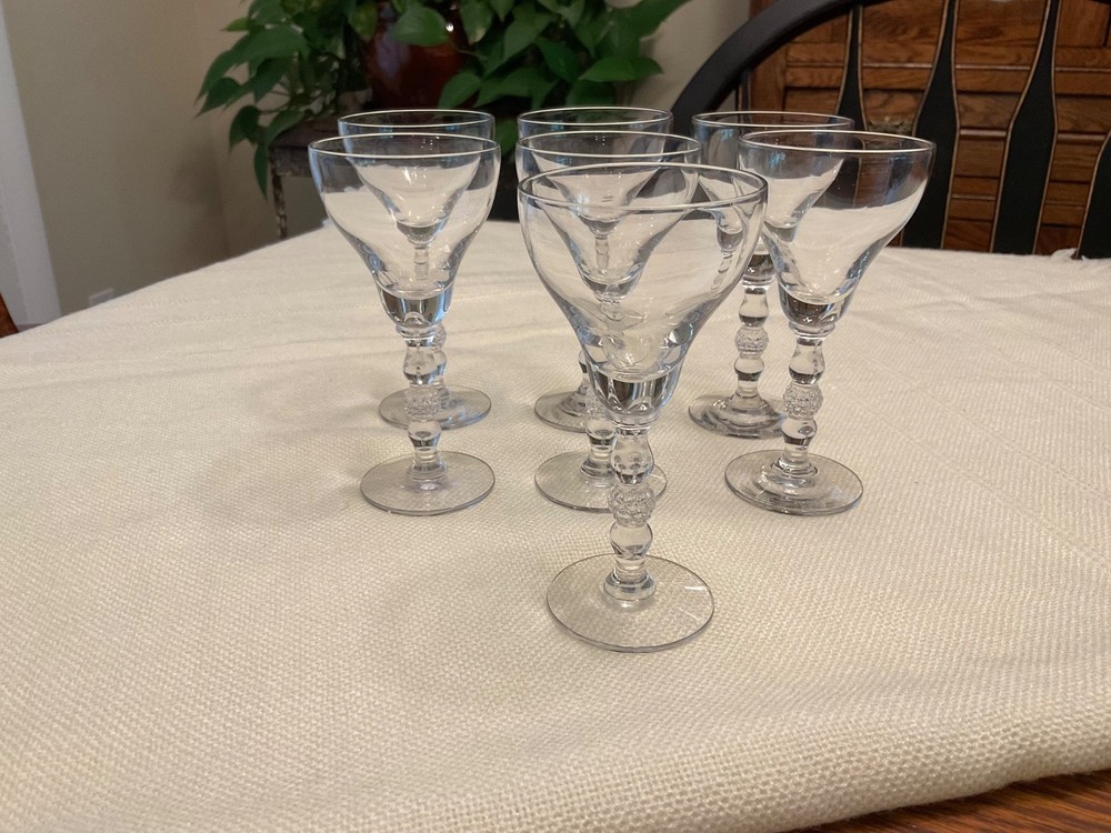 VTG Crystal 2 oz. Cocktail Liquor Glasses with Cut Sphere on Stem (set of 7)