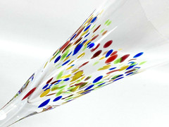 Set 2 Hand Blown Confetti Speckled Dots Champagne Flutes Glasses 11″ Tall Vtg