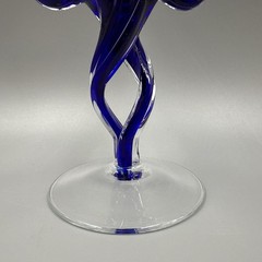 Jozefina Krosno Poland Art Glass Wine Stem Goblets Set Of 4, 1 UV Reactive