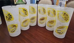 MCM Lemon Yellow Lemons Highball Cocktail Glasses Vintage Set Of 6