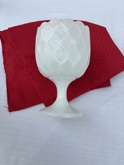 Lg.Milk Glass Goblet Honeycomb Quilted Diamond 6” Country Granny Core Farmhouse*