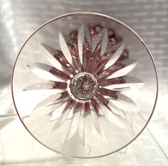 WATERFORD CLARENDON WINE GLASS RUBY RED CUT TO CLEAR CRYSTAL BOHEMIAN SIGNED