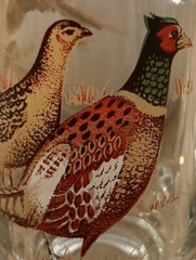 (4) Anchor Hocking Triguba Pheasants Glasses Mug w/ Handle Man Cave Hunting