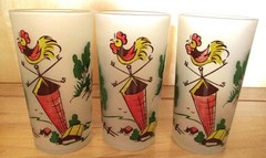 Lot 3 – Vintage FEDERAL 12 oz. FROSTED DRINKING GLASS TUMBLERS ~ FARM SCENE