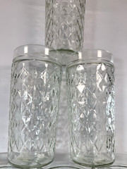 Vintage Anchor Hocking Diamond Cut Highball Glass Set Of 6