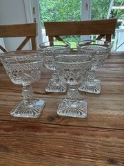 4 Vintage Imperial Cape Cod Champagne or Tall Sherbet Glasses Square foot
