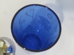 HAZEL ATLAS ANGEL FISH RITZ BLUE COCKTAIL SHAKER & 6 TUMBLERS