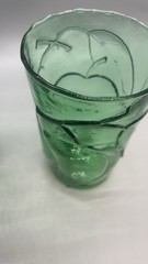 Pair Vintage Emerald Green Fruit Tumblers Empoli Italian mold blown glass Italy