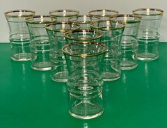 Double Gold Ring Anchor Hocking Tumbler (s) LOT OF 11 Vintage 1950’s 3328