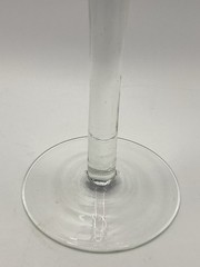 Vtg Cobalt Blue White Cased Clear Stem Blown Wine/Champane Glass, 8 5/8”Moretti?