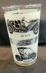 Vintage Anchor Hocking Antique Autos Bar Glass Cadillac Model-T Ford Stutz Buick