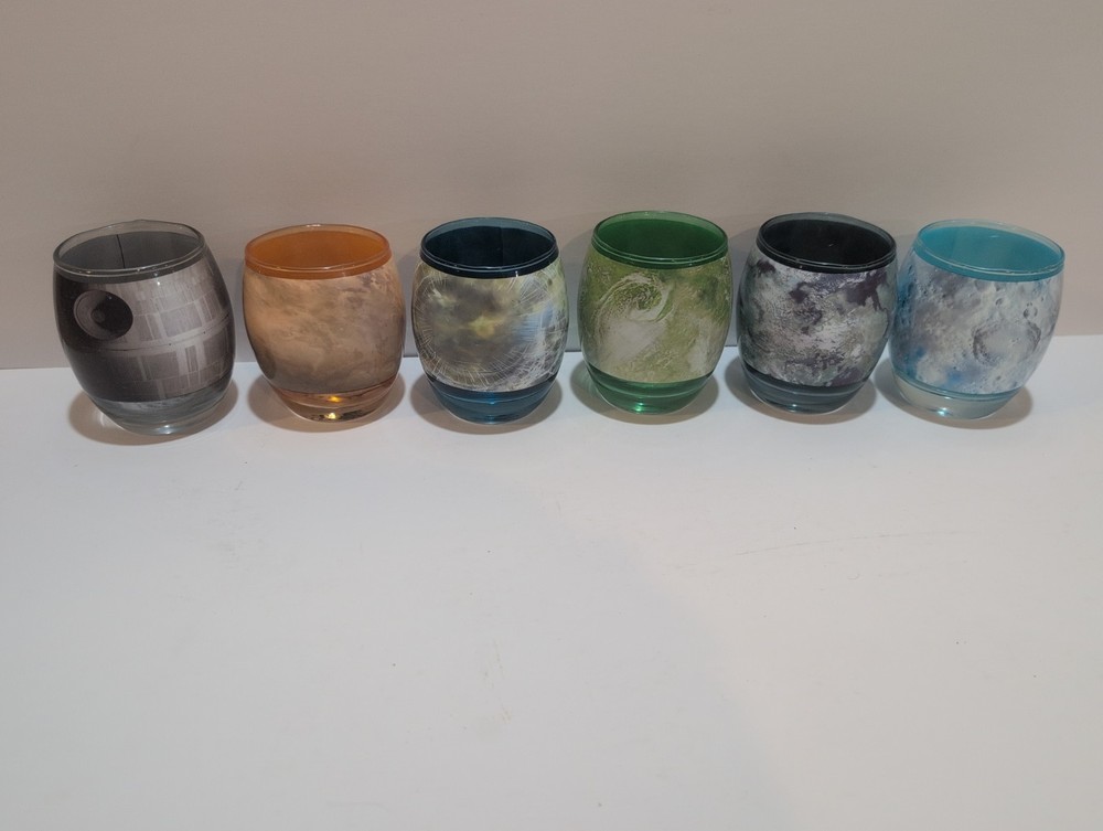 Star Wars Planetary, and Death Star Glassware Complete Set (6) Think Geek