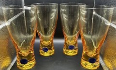 4 Vtg Imperial Glass Reflection Sunshine Yellow Gold Wine Glass 12oz 040997