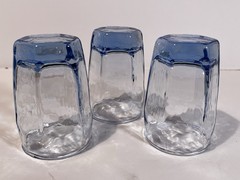 VTG Libbey Glassware CHIVALRY Blue Juice Tumblers – Set of 3 Textured Paneled