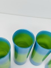 Blendo West Virginia Glass Tumblers Set of 6 ‘Bermuda Twist’ Blue & Green Hue