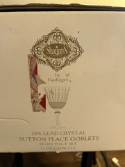 Shannon Crystal Godinger Sutton Place Water Wine Goblet 8pc Set w/Box 30783