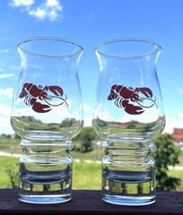 Red Lobster Collectible Hurricane Drinking Glass 6 3/4″ Tall, Set of 2