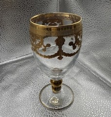 J Preziosi Lavorato A Mano Made in Italy Wine Glass Goblets Gold Trim ✨Lovely