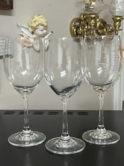 3 Red Wine Glasses Frosted Geometric Art Glass 9oz Swirl Dots Lines 3.25” Stem