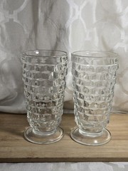 Vintage Colony Glass Whitehall Stacked Cube Clear Ice Tea Glasses Set of 2
