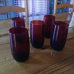 Anchor Hocking Royal Ruby Roly Poly Tumbler 5″ Set of 5