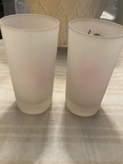2 Federal Frosted Hand Painted Drinking Glasses, Apples