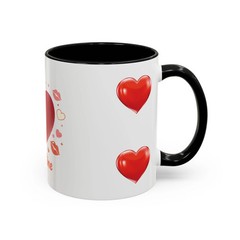 Valentine «Be Mine» Accent Coffee Mug — Heart & Kisses (11/15 oz)