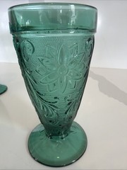 (8) TIARA INDIANA SANDWICH GLASS SPRUCE GREEN ICED TEA GLASSES *MINT* 6 1/4”