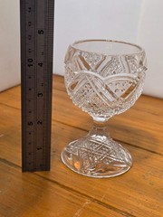 Antique EAPG Claret Wine Glass 4.5″ – Diamond & Fan Pattern – Pressed Glass