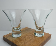Danish Martini Heavy Bottom Crystal Glasses (2) 4 1/16″tall, 3 7/8″ top Rim