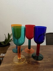 Vintage 80s Precisioncraft Acrylic Jewel Toned Colorful Wine Glasses Plastic MCM
