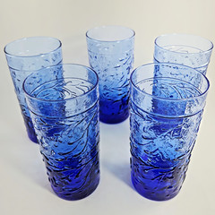 Libbey Garden Vine Mediterranean Cobalt Blue 16oz Tumblers