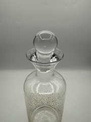 Contemporary Clear Glass Decanter & Two Old Fashion Glasses Gold Dots